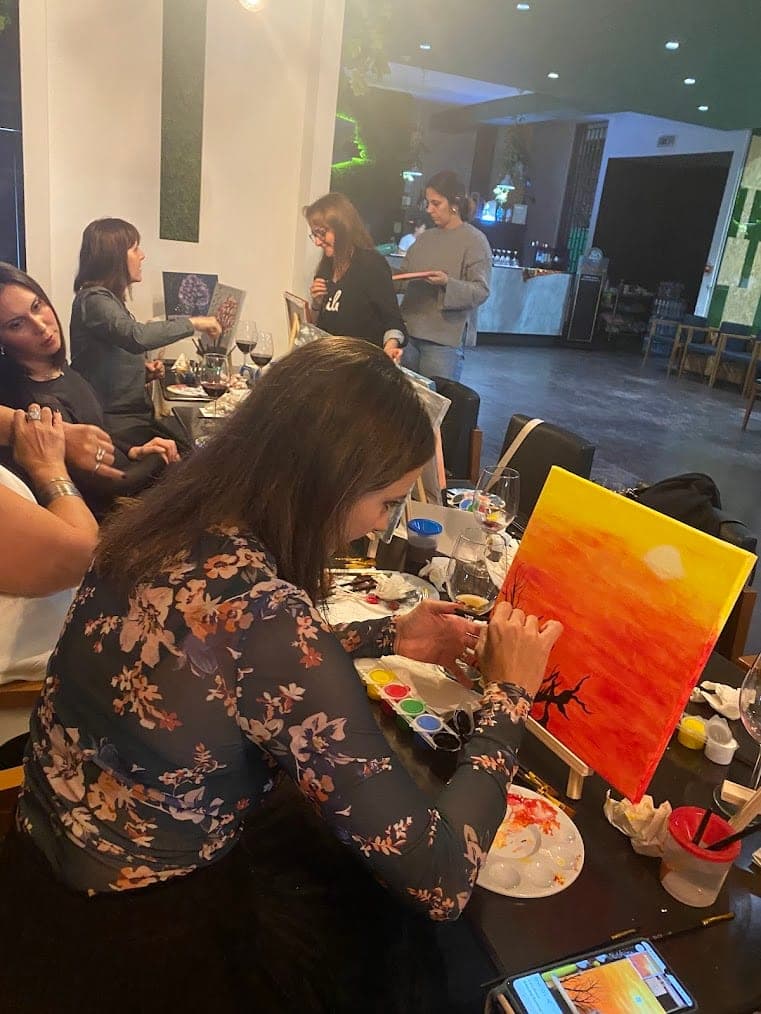 Painting a sunset canvas